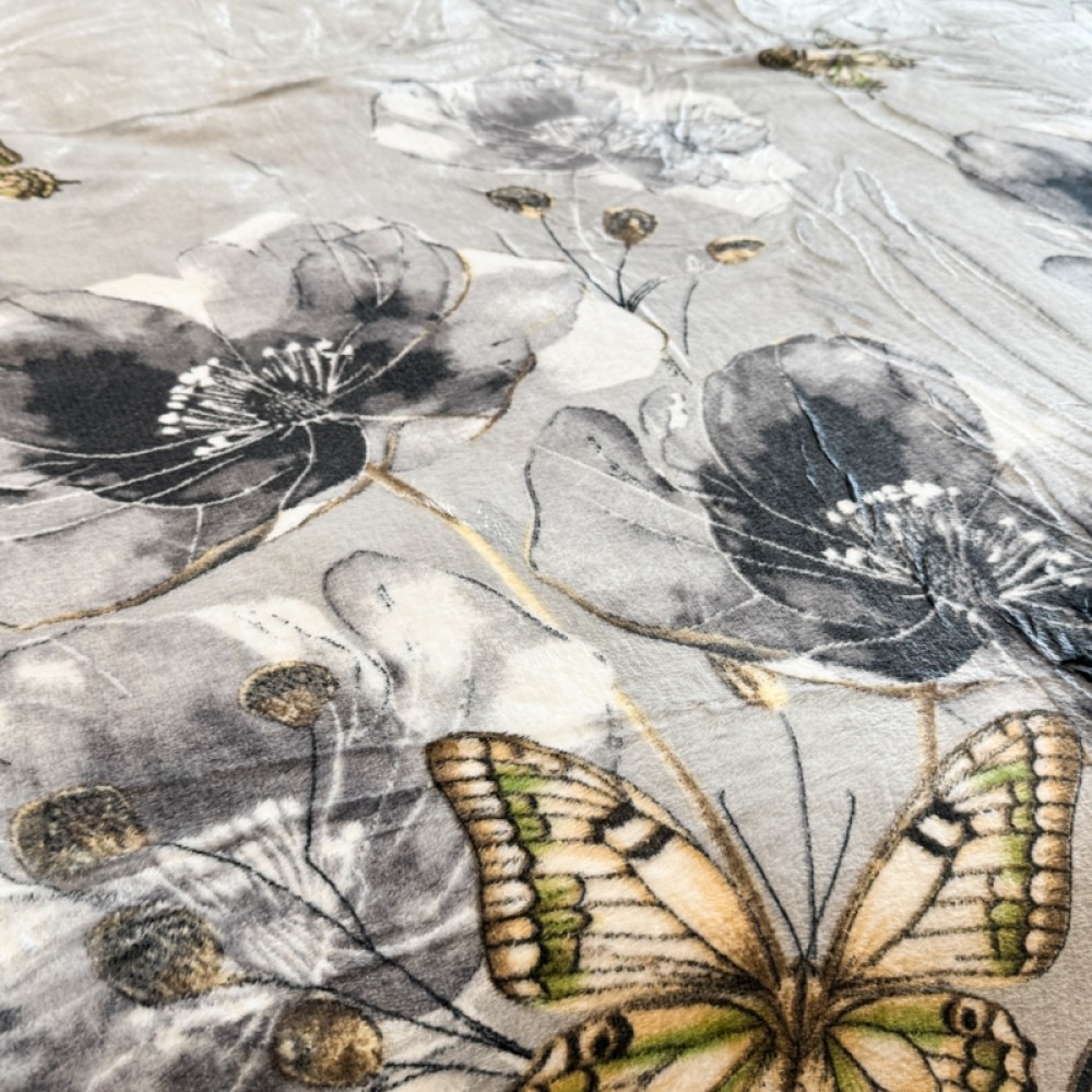 Patura pufoasa cocolino 200x230cm, 240g/mp, Gri, Flori – imagine 4