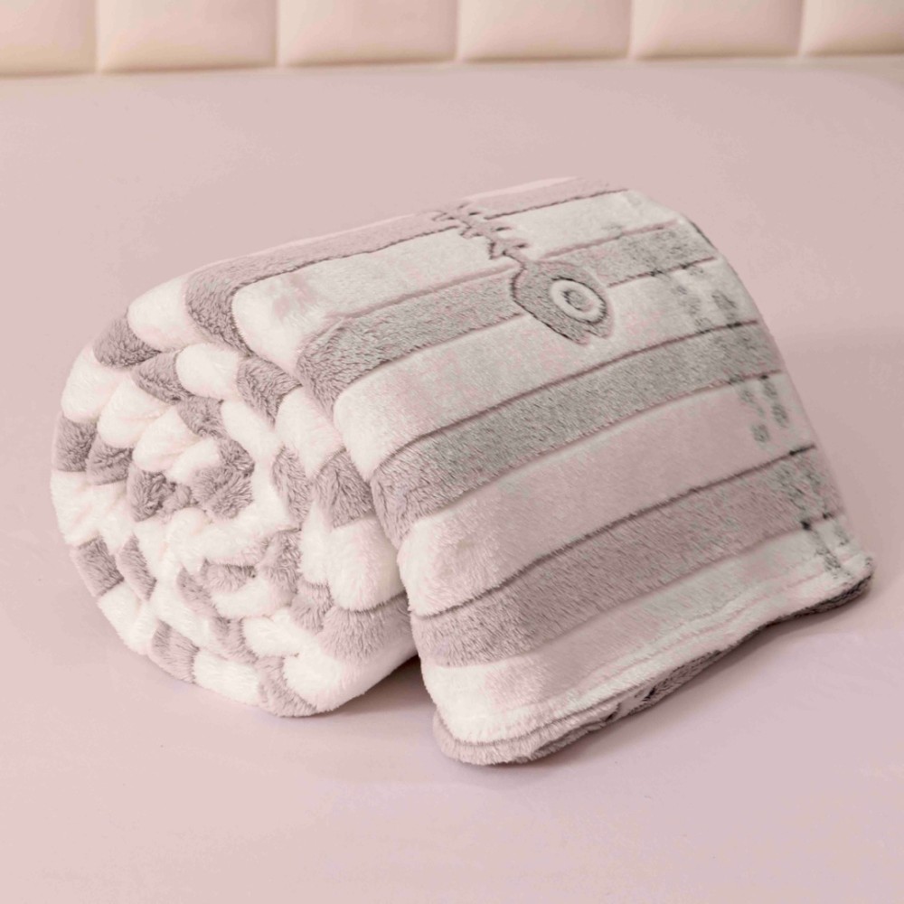 Patura Pufoasa CoCoLiNo, Jojo Home, 200x230cm, Alb, Gri, Pisicute — imaginea 4