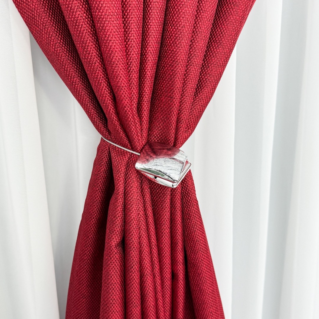 Set 2 bucati de Draperie HoReCa TEXTURATA tip IN, Rosu, 140cm latime x 270cm inaltime, cu rejansa pt bara - 3 | YEO