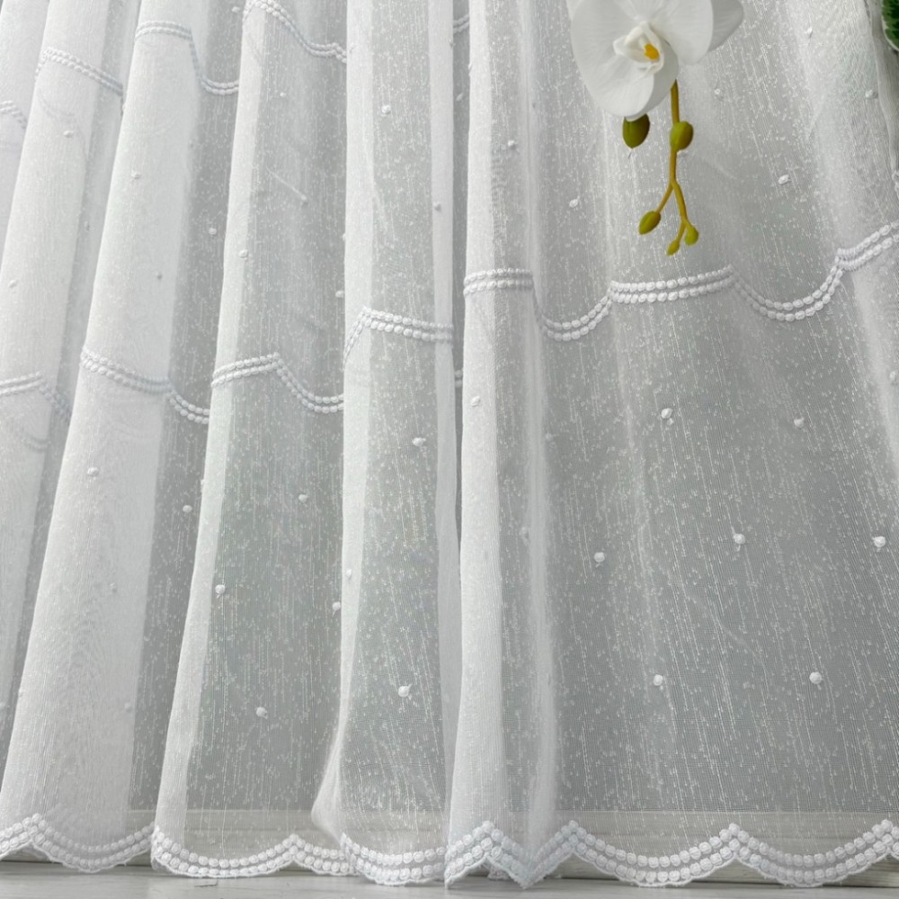 Perdea Karla din IN Brodat, Alb, 500cm x 232cm , Rejansa pt bara – imagine 2