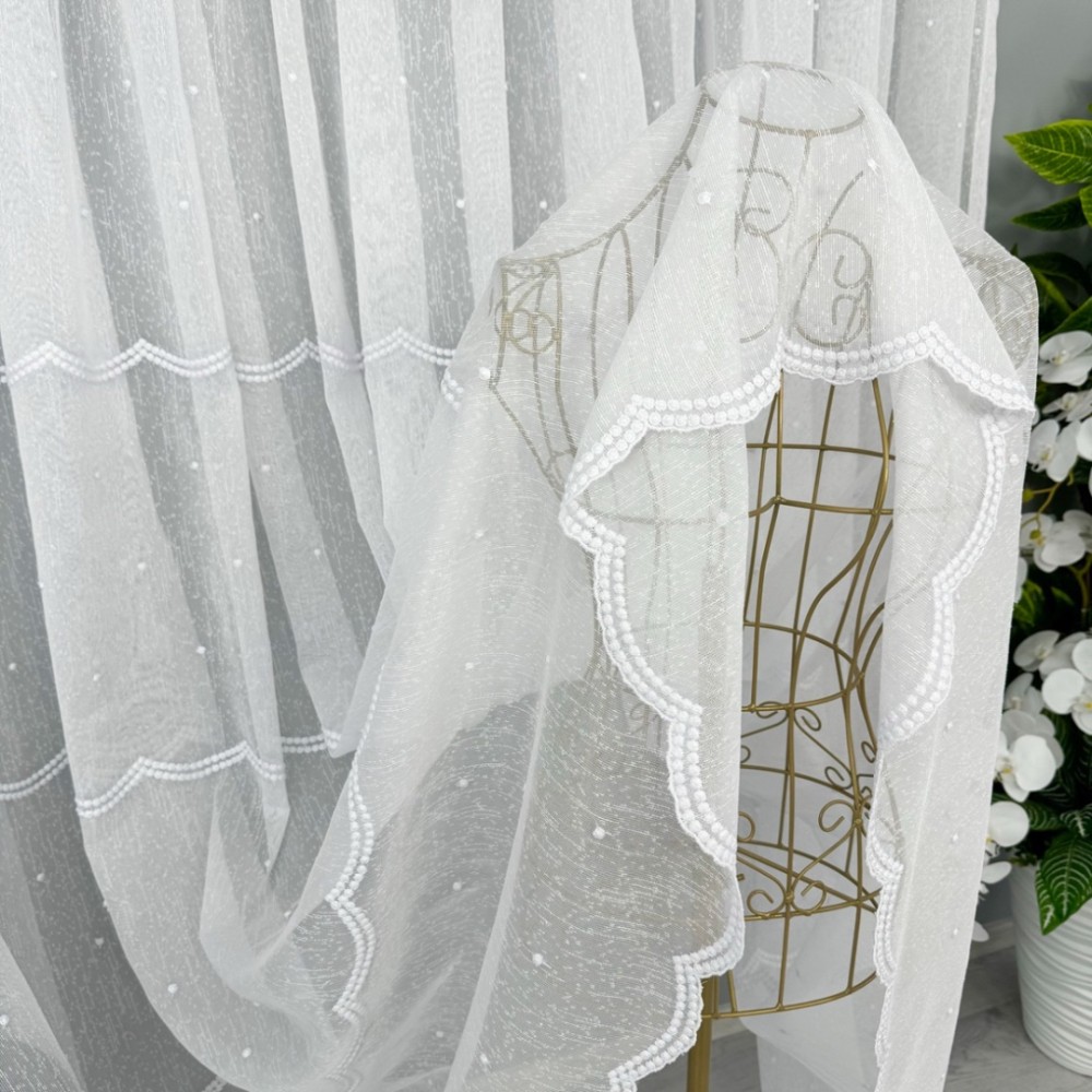 Perdea Karla din IN Brodat, Alb, 500cm x 232cm , Rejansa pt bara – imagine 3
