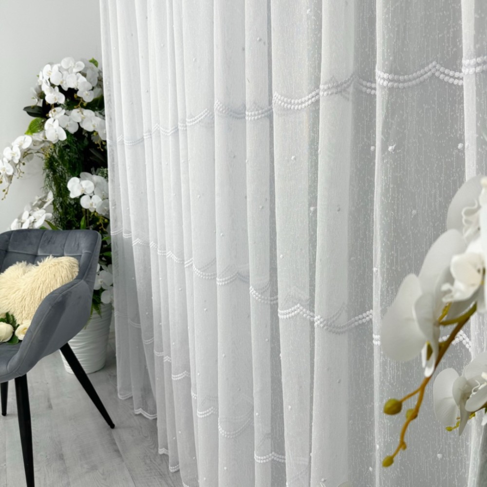 Perdea Karla din IN Brodat, Alb, 500cm x 232cm , Rejansa pt bara – imagine 7