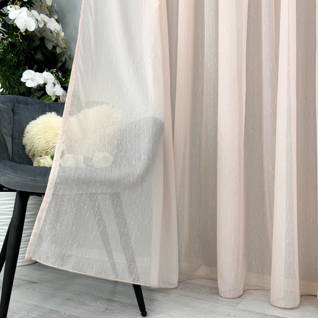 Perdea Cristal din IN plin, Roz uni, 400cm latime x 220cm inaltime, cu Tiv lat - 1 | YEO