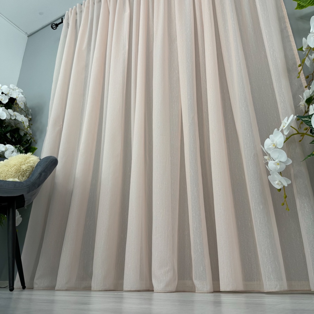 Perdea Cristal din IN plin, Roz uni, 400cm latime x 220cm inaltime, cu Tiv lat - 2 | YEO