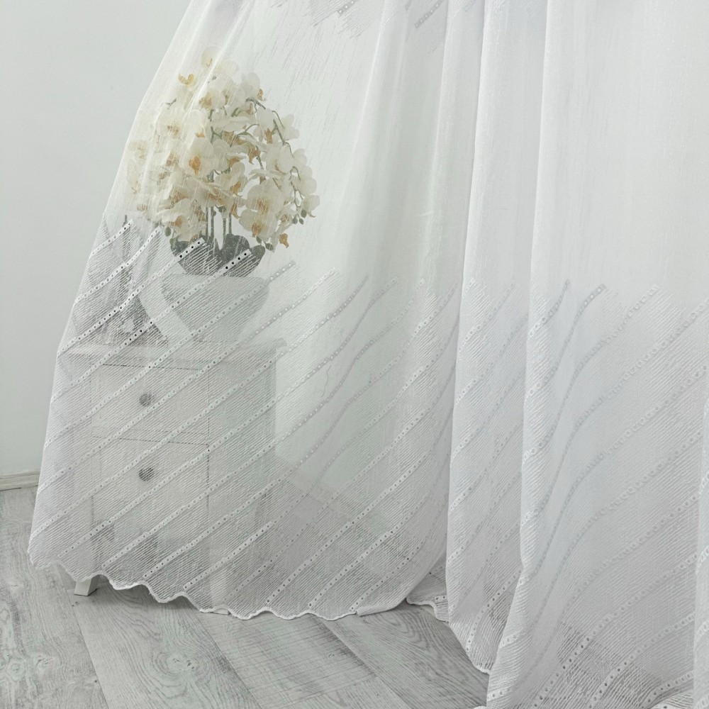 Perdea Mina din IN Brodat, Alb, 4m latime x 2.3m inaltime, cu rejansa pentru bara – imagine 8
