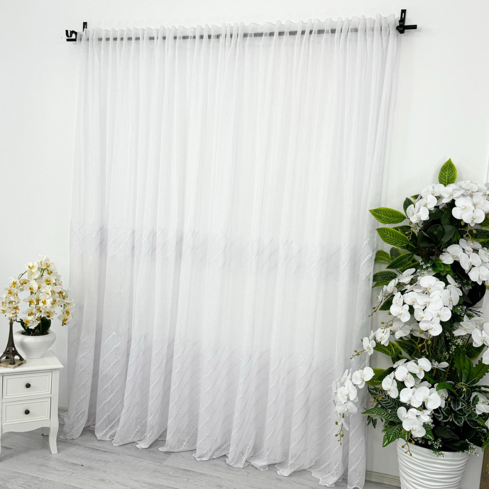 Perdea Mina din IN Brodat, Alb, 4m latime x 2.3m inaltime, cu rejansa pentru bara — imaginea 10