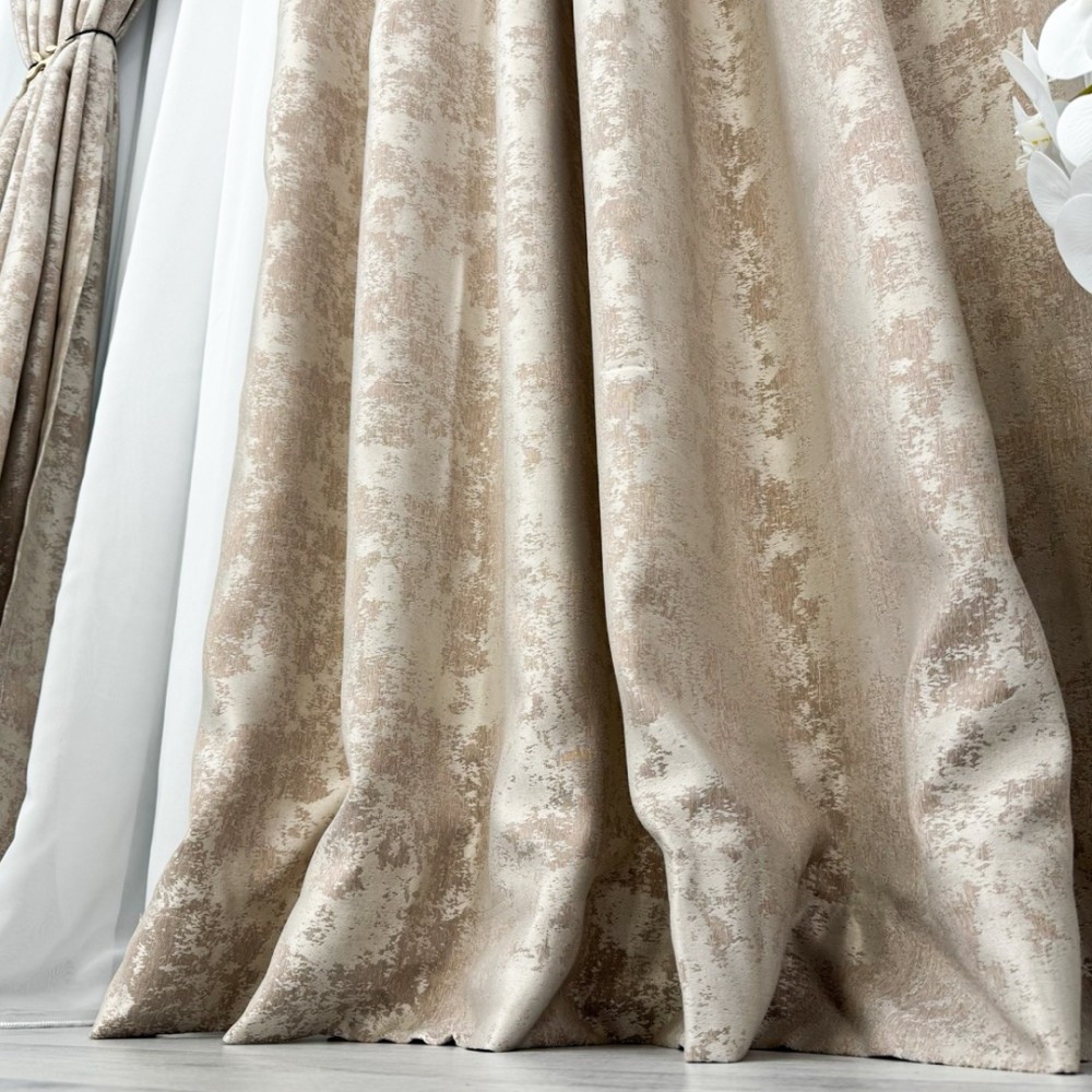 Draperie din Jacquard model Nisip, Bej deschis, 200cm latime x 210cm inaltime, cu rejansa pentru sina – imagine 3