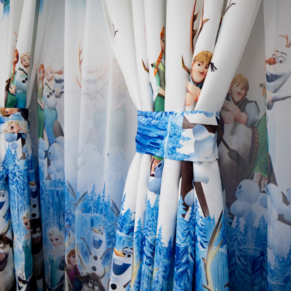 Set 2 Draperii Satinata pentru copii , Frozen- 200cm x 232cm , rejansa pt bara — imaginea 10