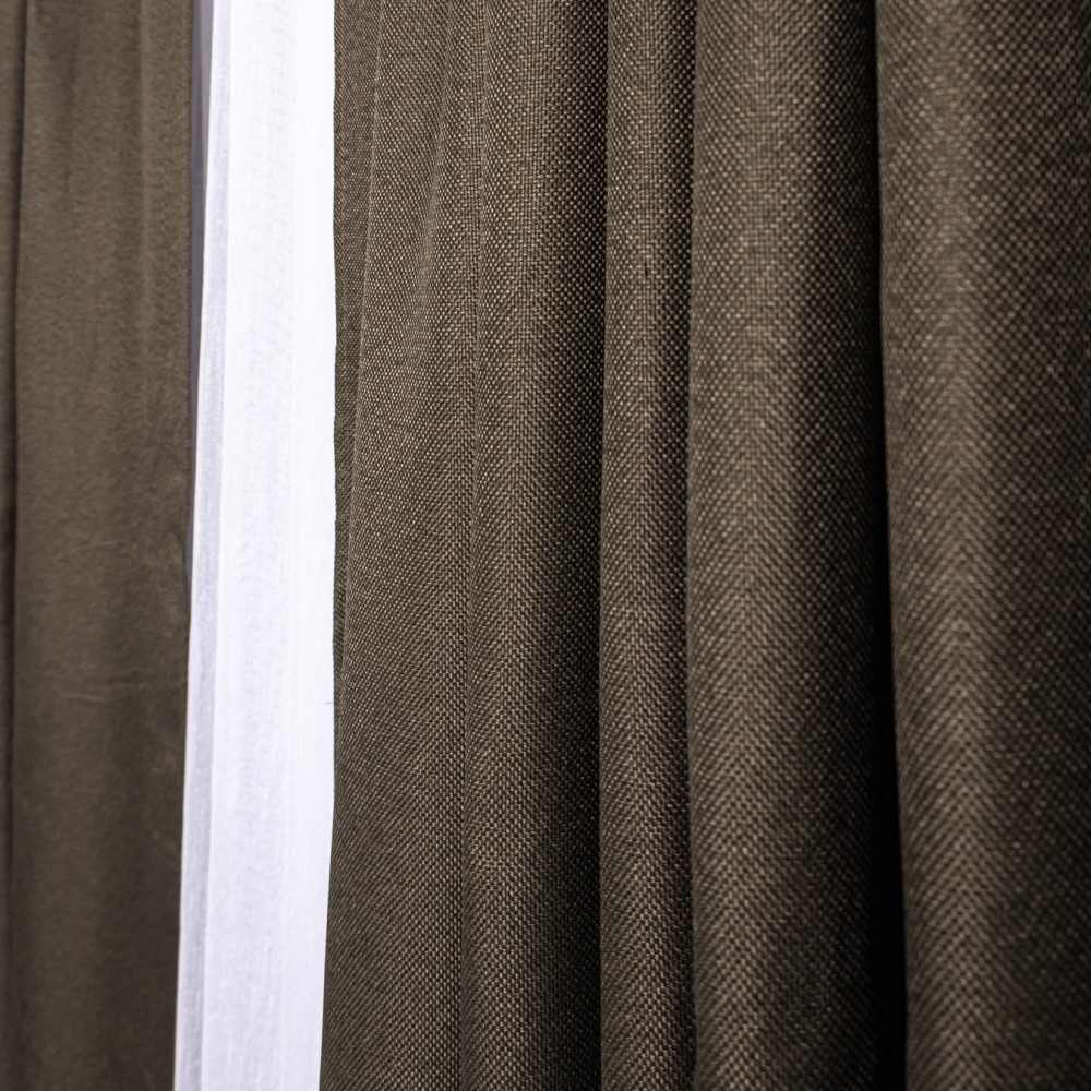Set 2 Draperii tip Bob de Orez, Maro, 200cm latime x 230cm inaltime, cu rejansa pentru bara – imagine 6
