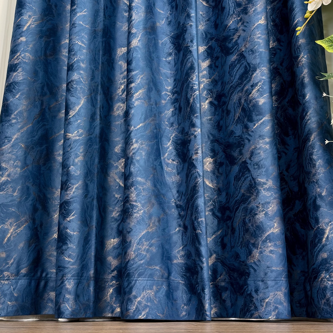 Poze Set 2 bucati Draperie Catifea MYKONOS cu valuri rafinate aurii, Albastru royal - V29, 360cm latime x 260cm, Rejansa pt. sina cumparamisim.ro