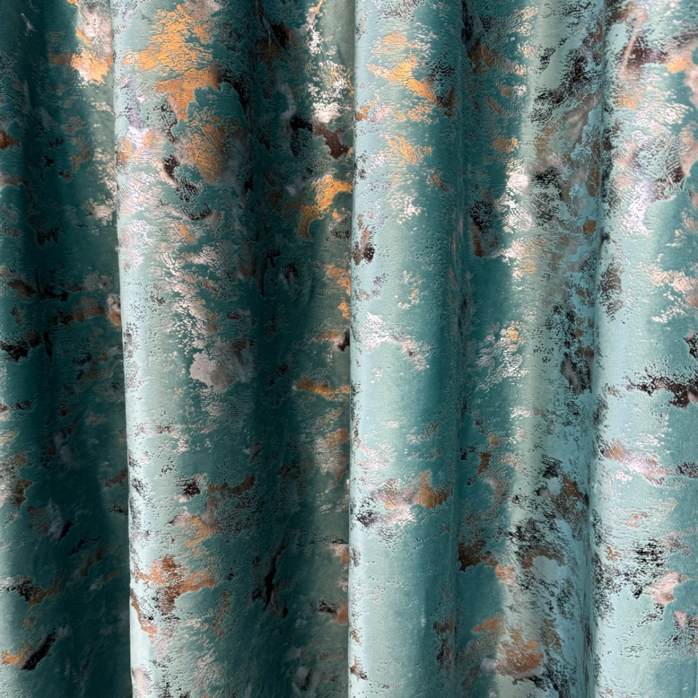 Set Draperie Catifea Nikko cu insertii aurii , 200cm x250cm,Tiv lat , Verde Aqua - V9 – imagine 3