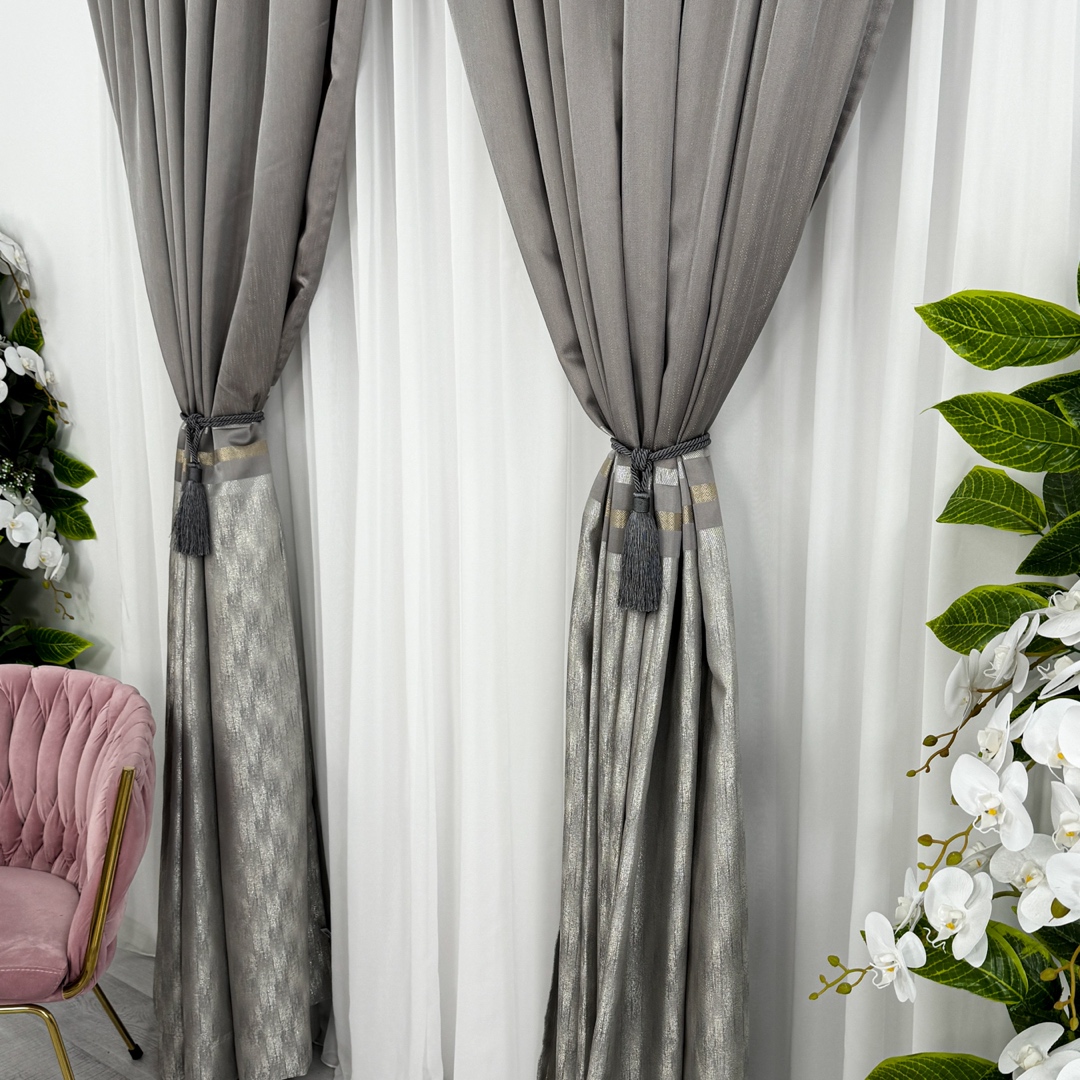 Set 2 Draperii Elite, tip panou 300cm latime x 232cm inaltime , Rejansa pt. bara , Gri - 4 | YEO