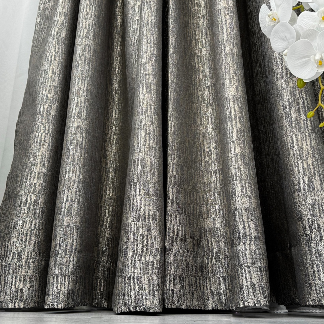 Set 2 Draperii Simplicity, tip panou 300cm latime x 232cm inaltime, rejansa pt. bara , Antracit cu Bej - 2 | YEO