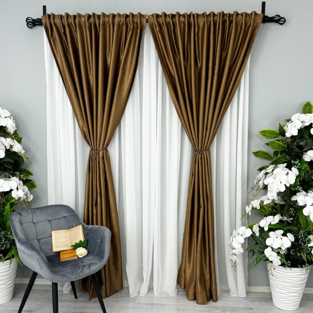 Set 2 DraperiI Soft Touch - 200cm x 232cm, Rejansa pt. bara , Maro Bronz – imagine 5