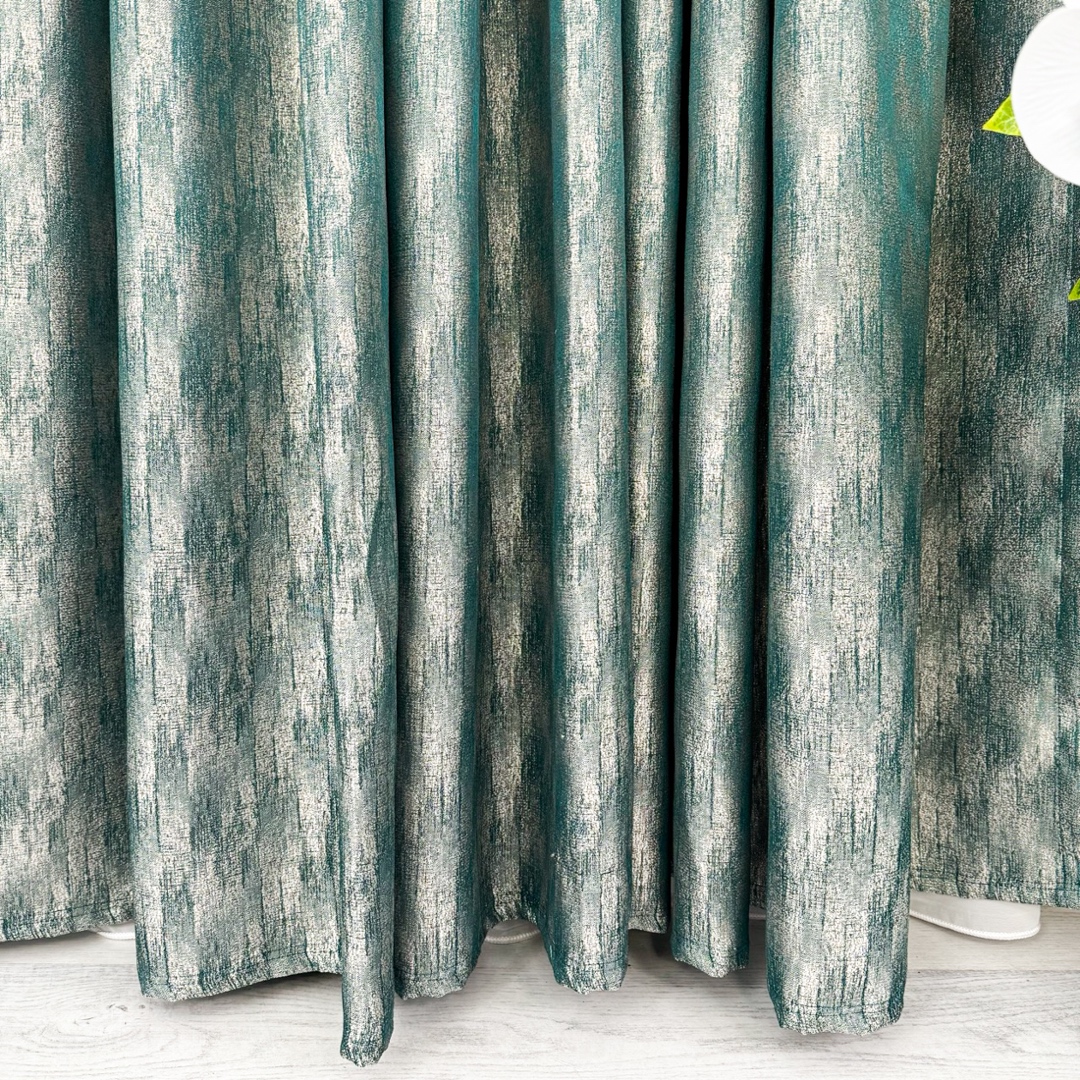 Set 2 Draperii Lines, tip panou 3 metri latime x 232cm inaltime x rejansa pt bara, Verde cu Bej - 2 | YEO
