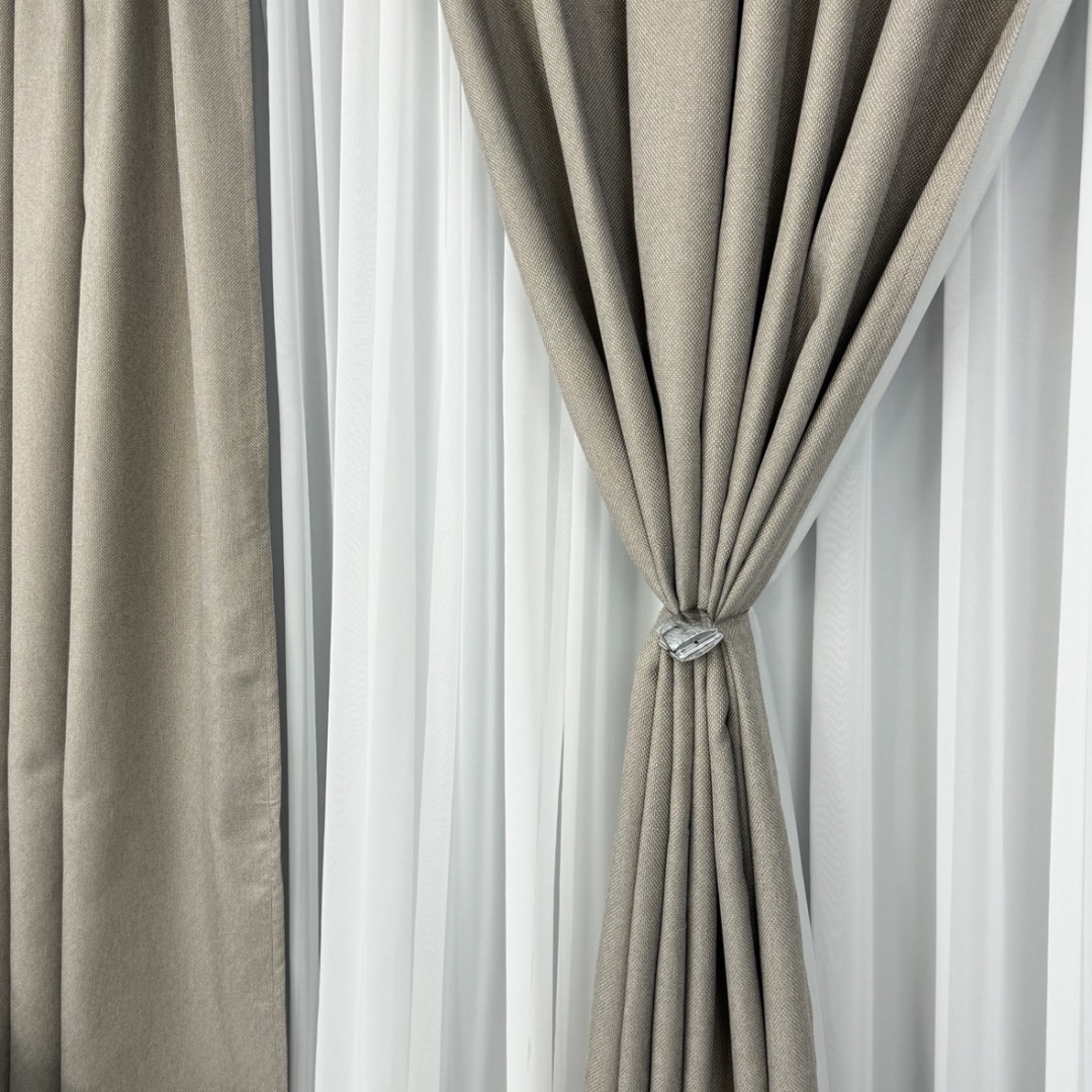 Set 2 Draperii HoReCa TEXTURATA tip IN , Grej, 2m latime x 232cm inaltime x rejansa pt bara - 2 | YEO