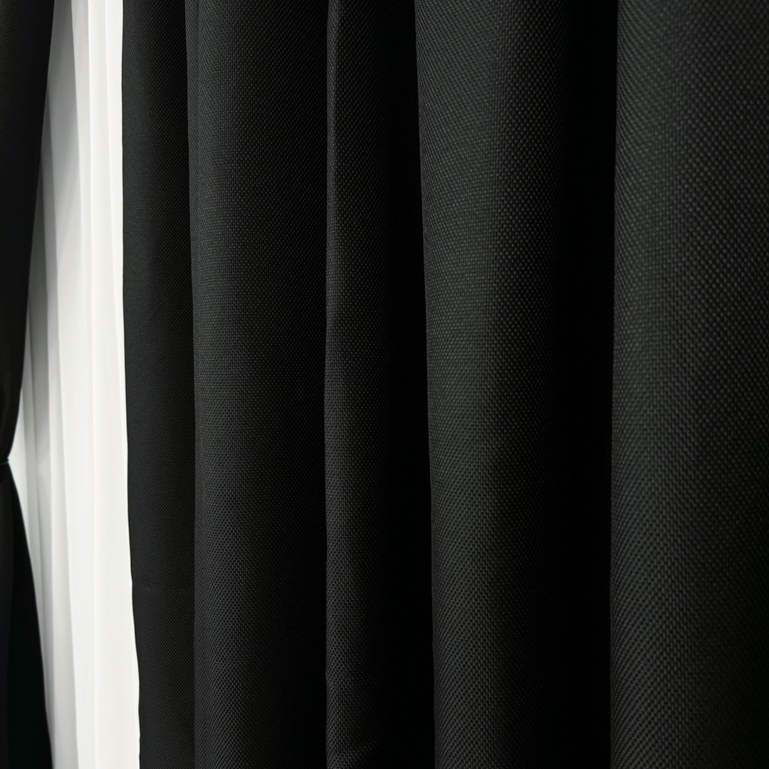 Set 2 bucati de Draperie HoReCa TEXTURATA tip IN, Negru, 200cm latime x 232cm inaltime, cu rejansa pt bara - 4 | YEO
