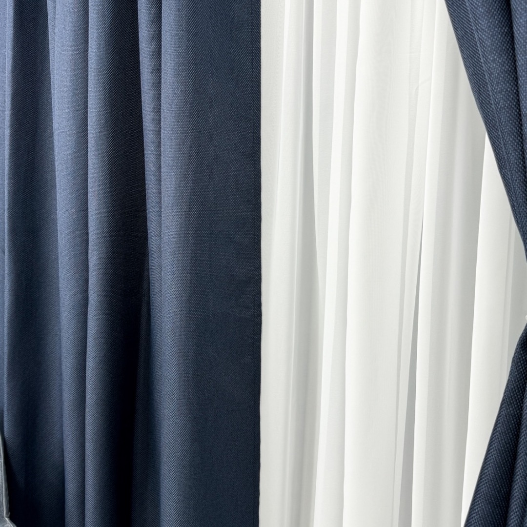 Set 2 Draperii HoReCa TEXTURATA tip IN, Bleumarin, 2m latime x 232cm inaltime x rejansa pt bara - 4 | YEO