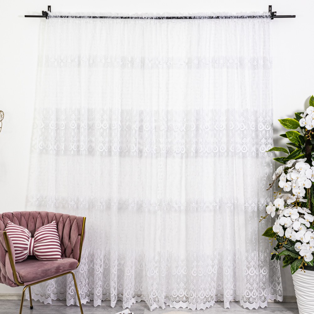 Perdea cu broderie eleganta - 300cm x 260cm, Rejansa pt. sina , Alb – imagine 2