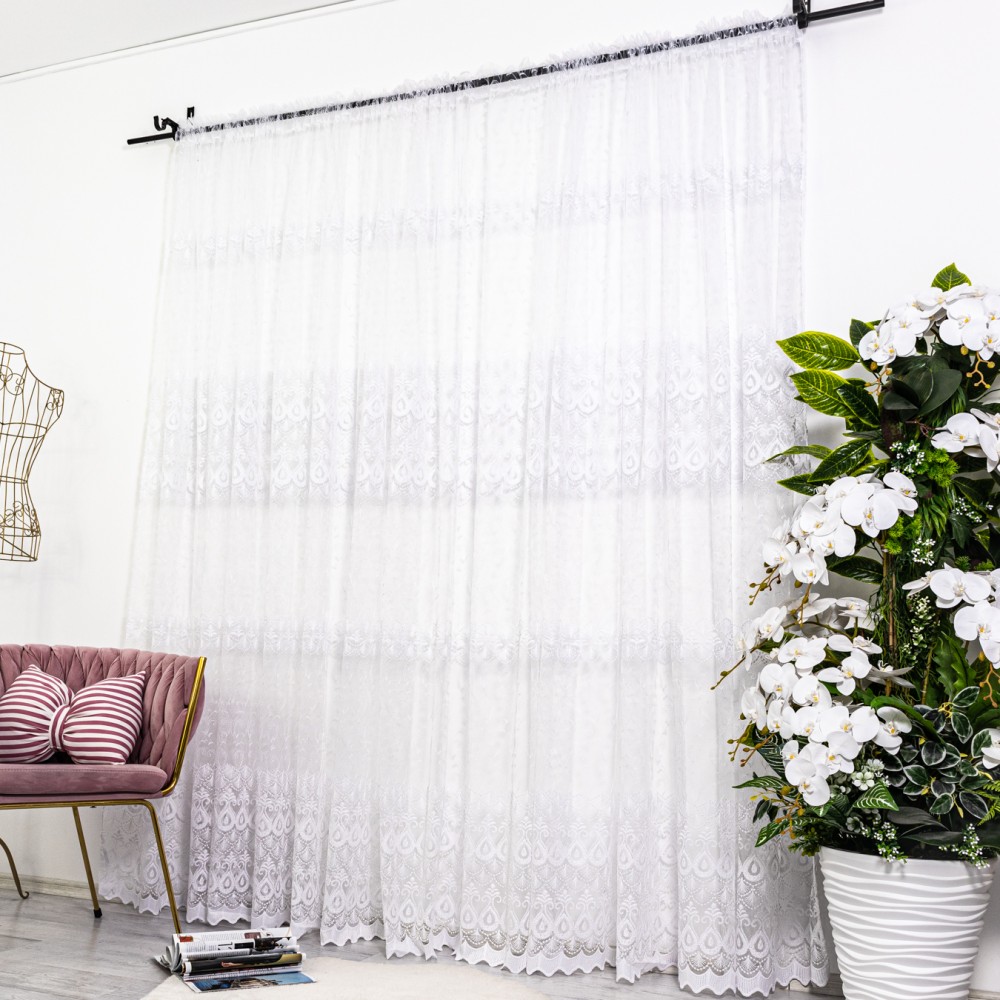 Perdea cu broderie eleganta - 300cm x 260cm, Rejansa pt. sina , Alb – imagine 4
