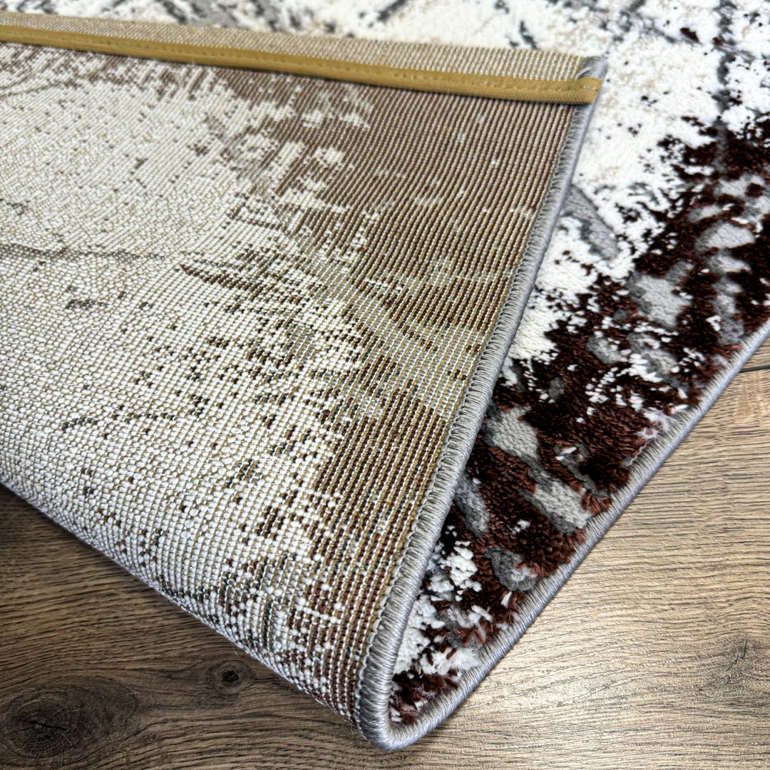 Poze Covor Modern, Elegant, 240x340cm gros si pufos, SHINNY V1, Maro/Gri/Alb cumparamisim.ro