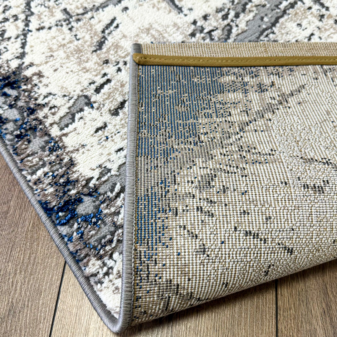 Poze Covor Modern, Elegant, 200x300cm gros si pufos, SHINNY V1, Albastru/Gri/Alb cumparamisim.ro