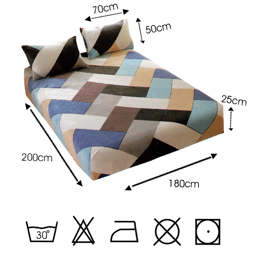 Cearsaf cu Elastic Cocolino 180x200x25 cm – Set cu 2 Fete de Perna, Gros si Pufos, Calitate Premium pentru Confort si Eleganta, Gri, Crem, Bleu, Negru, Zig-Zag - 1 | YEO