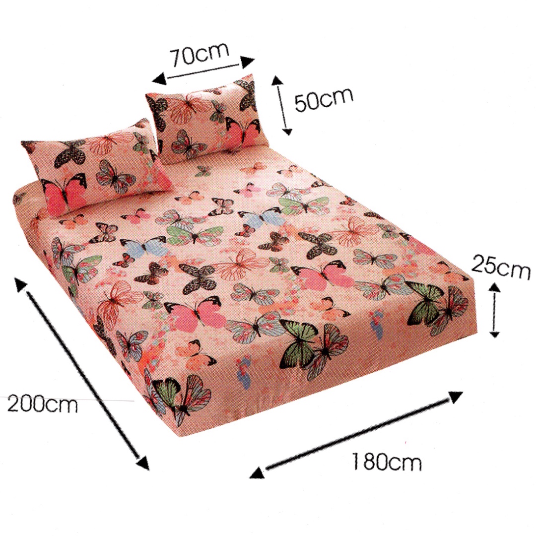 (OFERTA 3 la 199 Lei) Cearsaf cu Elastic Cocolino 180x200x25 cm – Set cu 2 Fete de Perna, Gros si Pufos, Calitate Premium pentru Confort si Eleganta, Roz, Fluturi - 1 | YEO