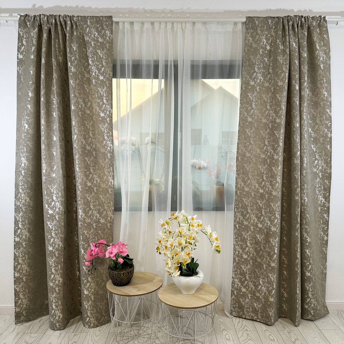 Draperie din Jacquard model Nisip, 140cm latime x 260cm inaltime, cu TIV LAT, Grej - 4 | YEO