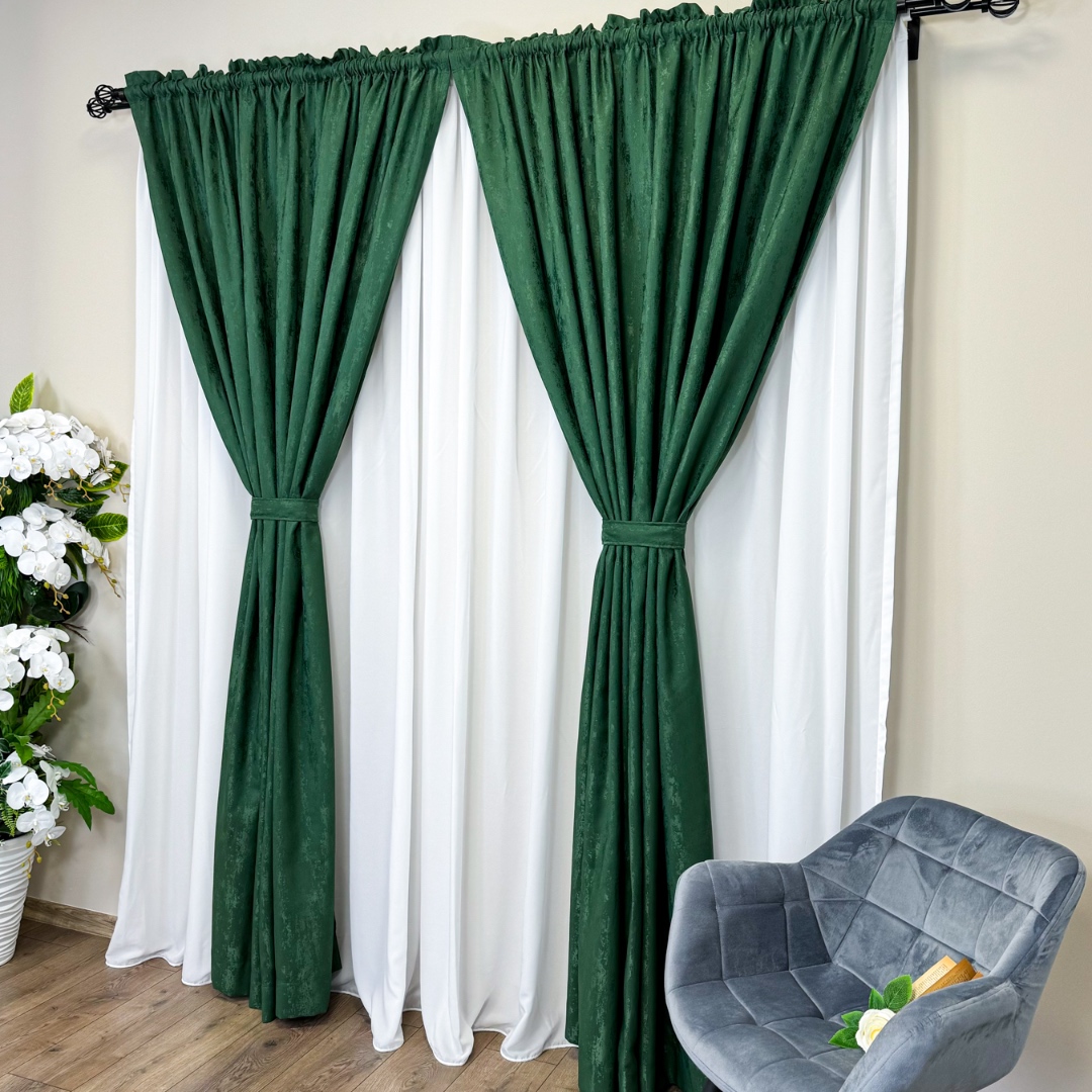 Draperie din Jacquard model Nisip, 140cm latime x 260cm inaltime, cu TIV LAT, VERDE SMARALD - 3 | YEO