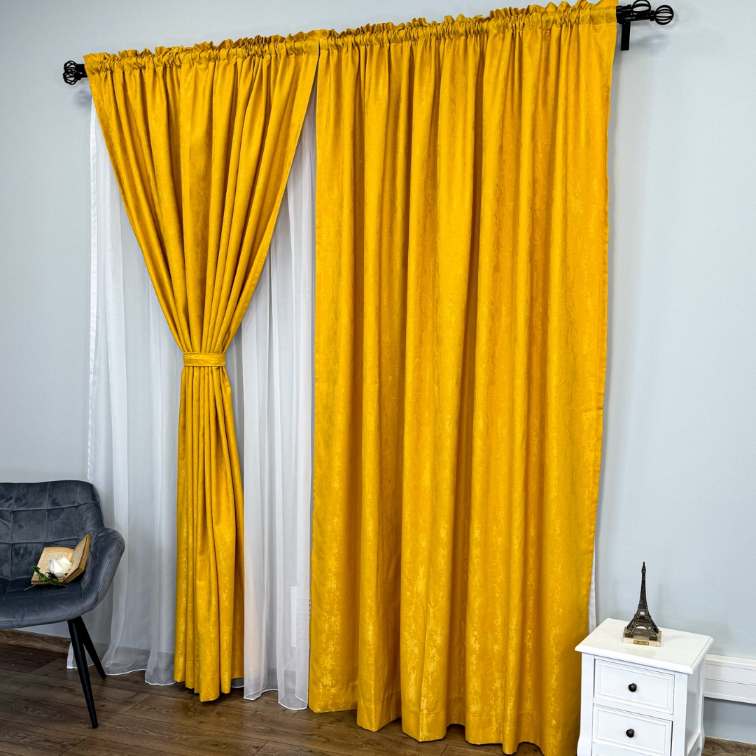 Draperie din Jacquard model Nisip, 140cm latime x 260cm inaltime, cu TIV LAT, GALBEN - 1 | YEO