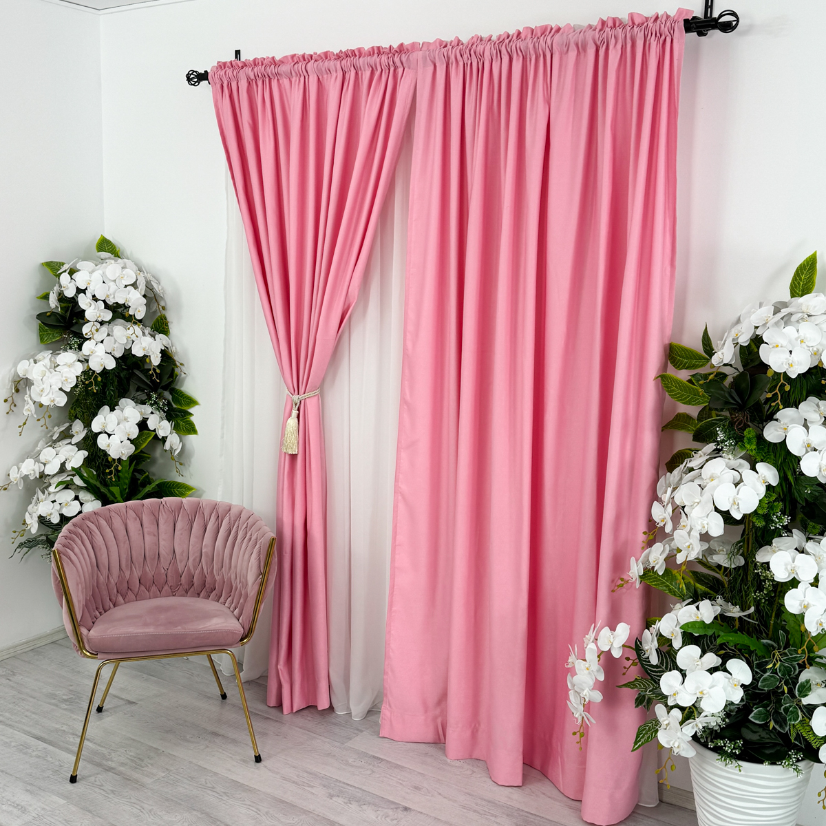 Draperie Soft Touch, cu Aspect Fin si Tenta Satinata, 140cm latime x 260cm inaltime, cu TIV LAT, Roz - 3 | YEO
