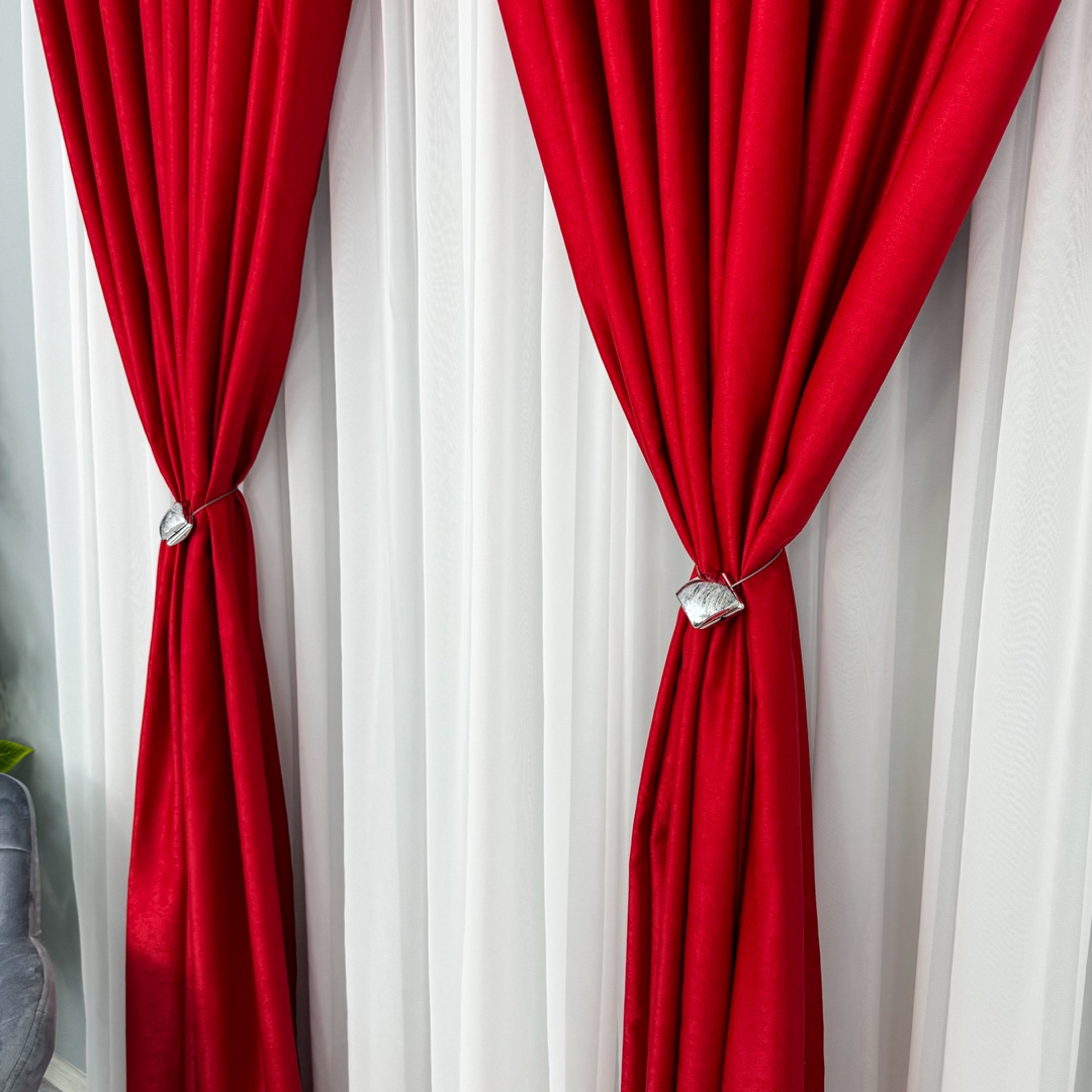 Draperie Soft Touch, cu Aspect Fin si Tenta Satinata, 140cm latime x 260cm inaltime, cu TIV LAT, Rosu - 4 | YEO