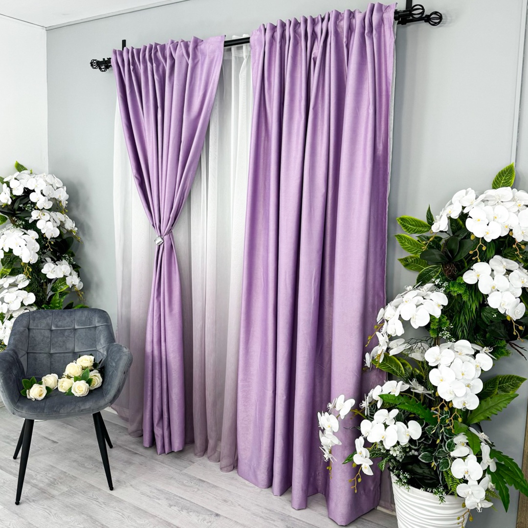 Draperie Soft Touch, cu Aspect Fin si Tenta Satinata, 140cm latime x 260cm inaltime, cu TIV LAT, Lila - 1 | YEO