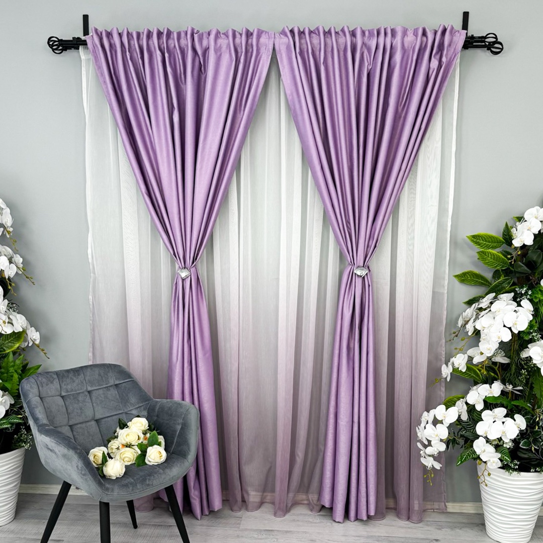 Draperie Soft Touch, cu Aspect Fin si Tenta Satinata, 140cm latime x 260cm inaltime, cu TIV LAT, Lila - 3 | YEO