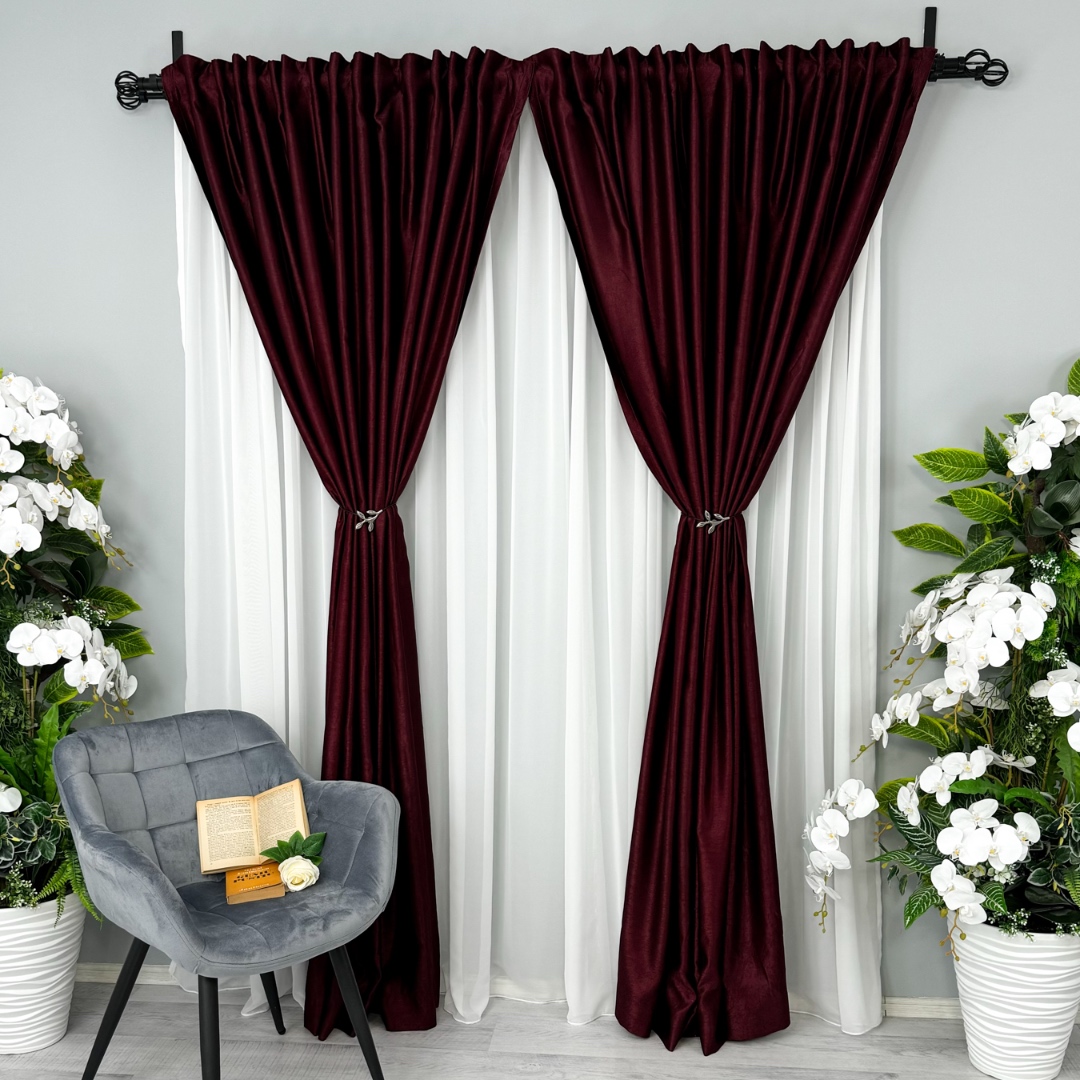 Draperie Soft Touch, cu Aspect Fin si Tenta Satinata, 140cm latime x 260cm inaltime, cu TIV LAT, Visiniu - 4 | YEO