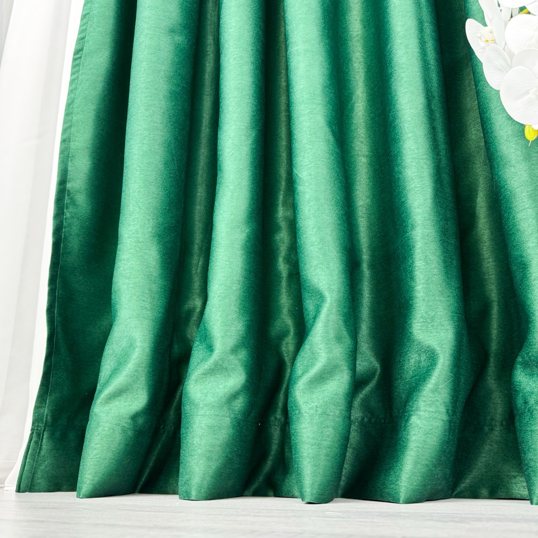 Draperie Soft Touch, cu Aspect Fin si Tenta Satinata, 140cm latime x 260cm inaltime, cu TIV LAT, Verde Smarald - 2 | YEO