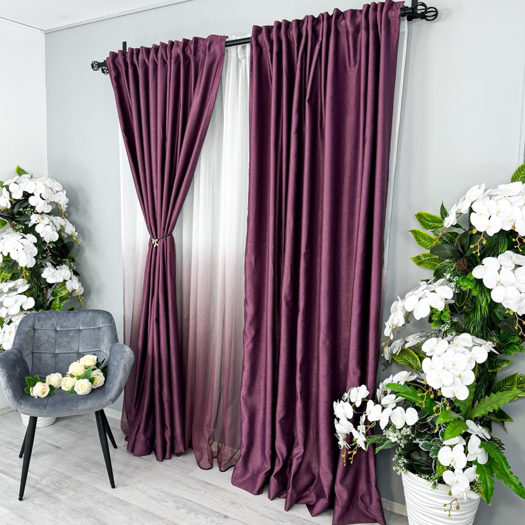 Draperie Soft Touch, cu Aspect Fin si Tenta Satinata, 140cm latime x 260cm inaltime, cu TIV LAT, Violet - 1 | YEO