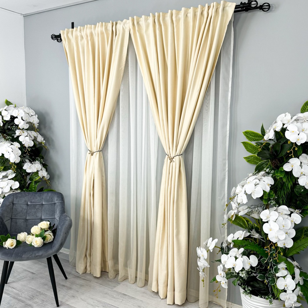 Draperie Soft Touch, cu Aspect Fin si Tenta Satinata, 140cm latime x 260cm inaltime, cu TIV LAT, Crem - 4 | YEO