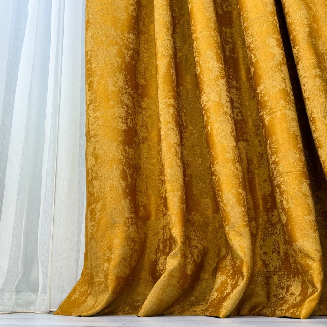 Draperie din Jacquard model Nisip, 140cm latime x 260cm inaltime, cu TIV LAT, Mustar - 3 | YEO