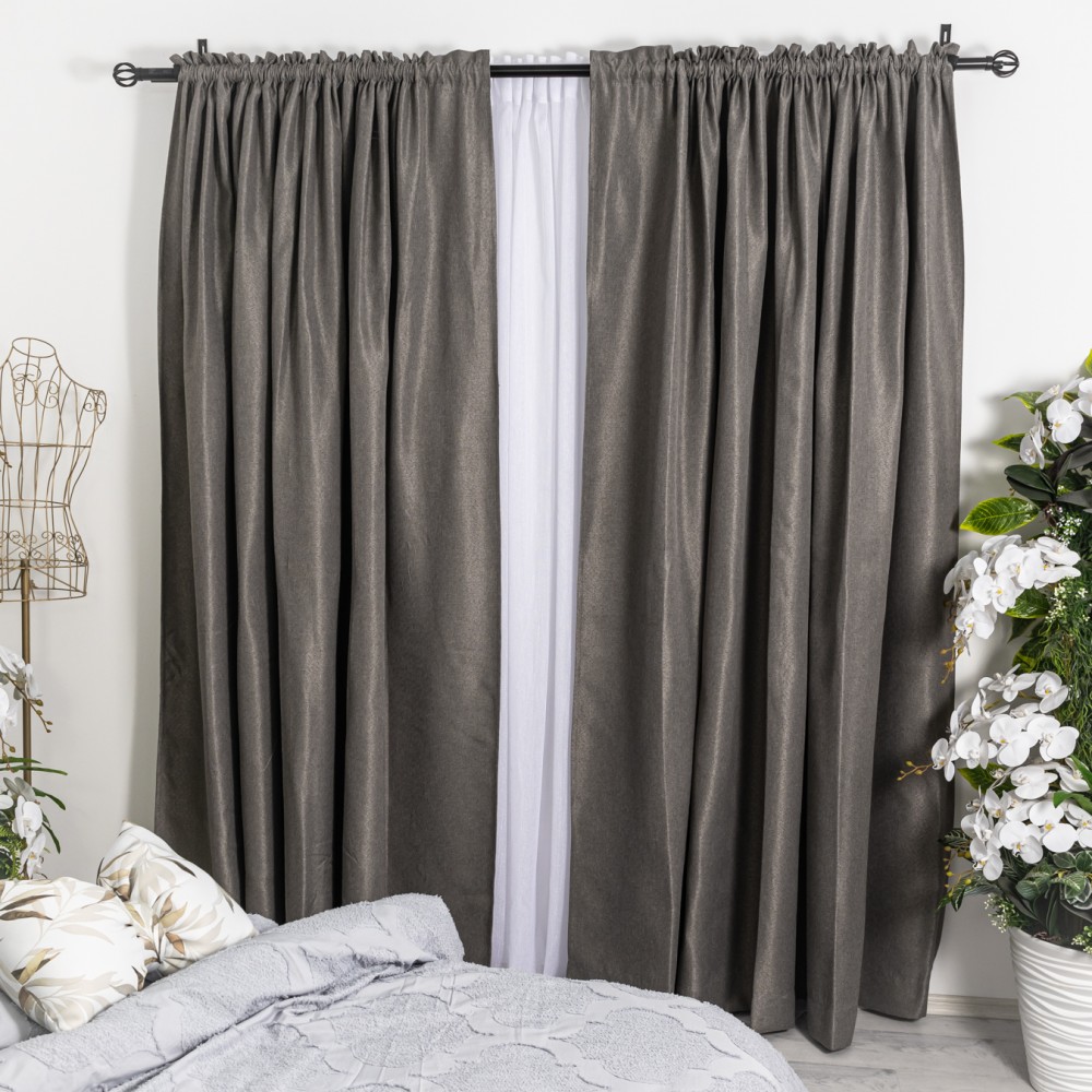 Draperie HoReCa TEXTURATA tip Bob de Orez, 140cm latime x 260cm inaltime, cu TIV LAT, Gri inchis – imagine 6