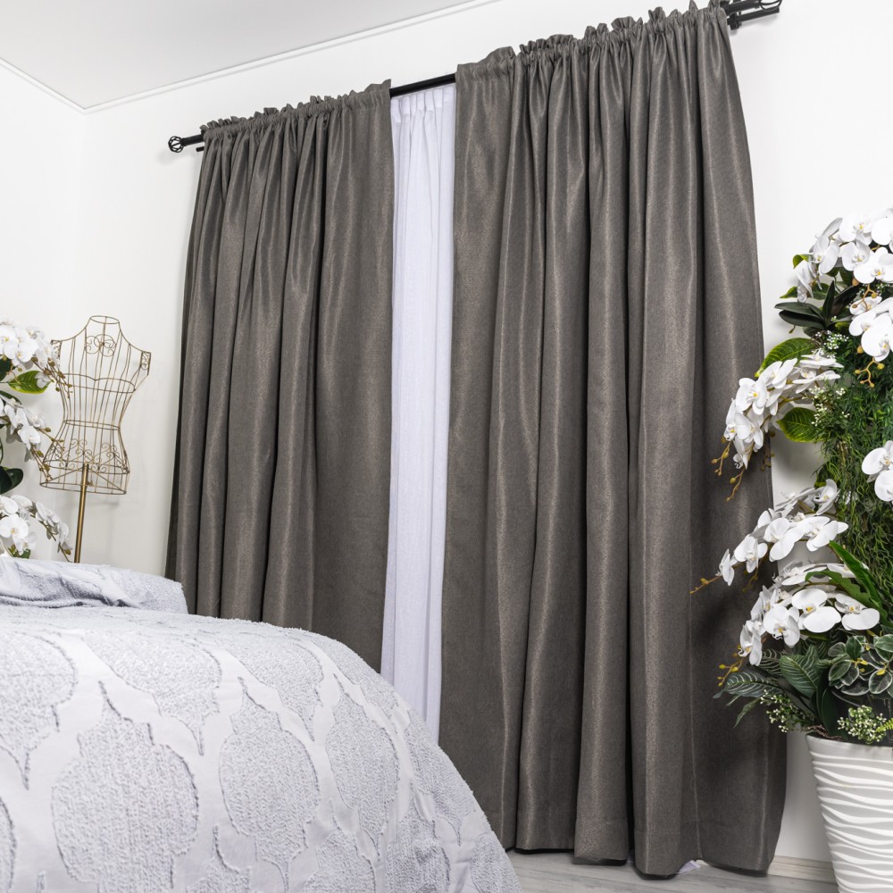 Draperie HoReCa TEXTURATA tip Bob de Orez, 140cm latime x 260cm inaltime, cu TIV LAT, Gri inchis – imagine 7