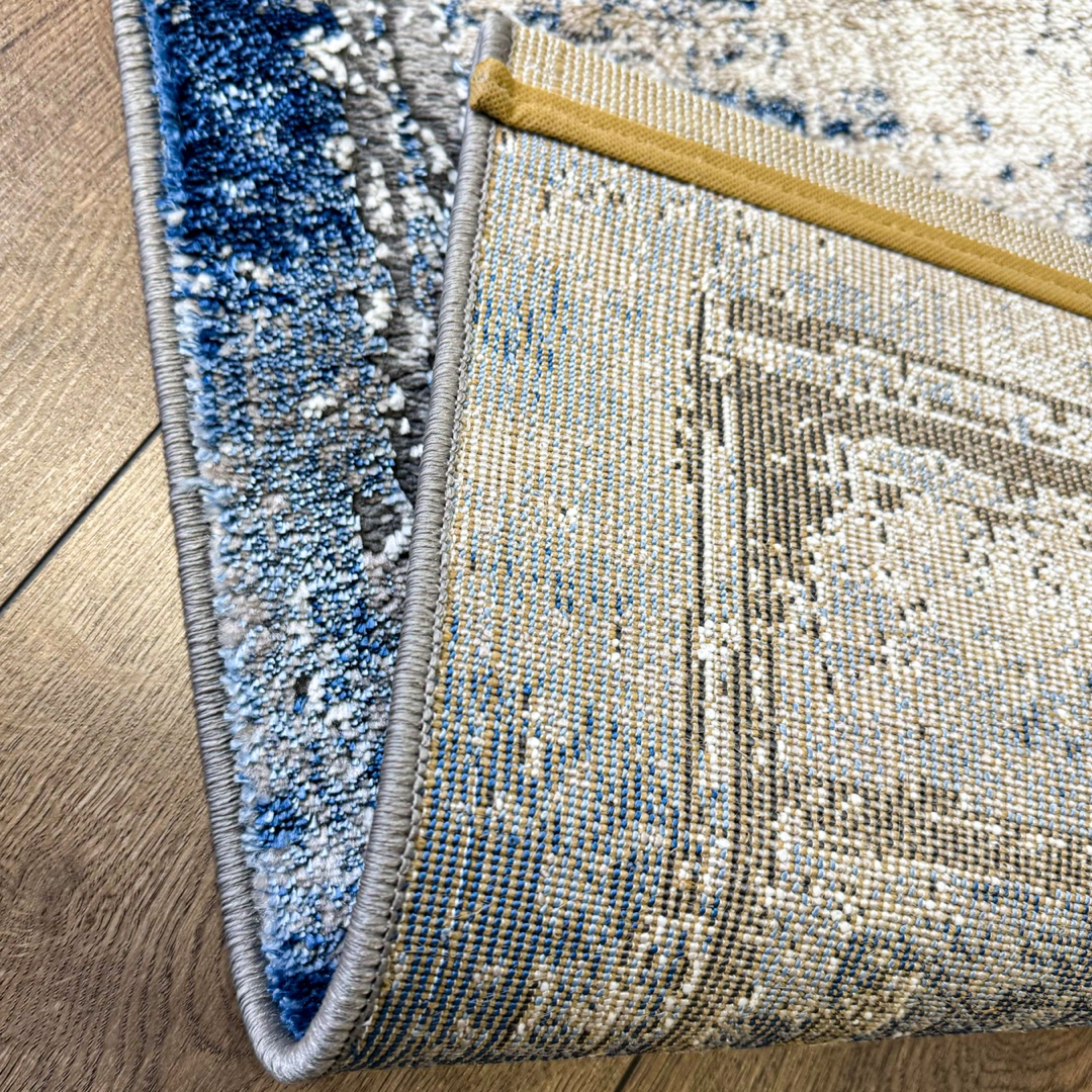 Poze Covor Modern, Elegant, 300x400cm, gros si pufos, SHINNY V2, Albastru/Gri/Alb cumparamisim.ro