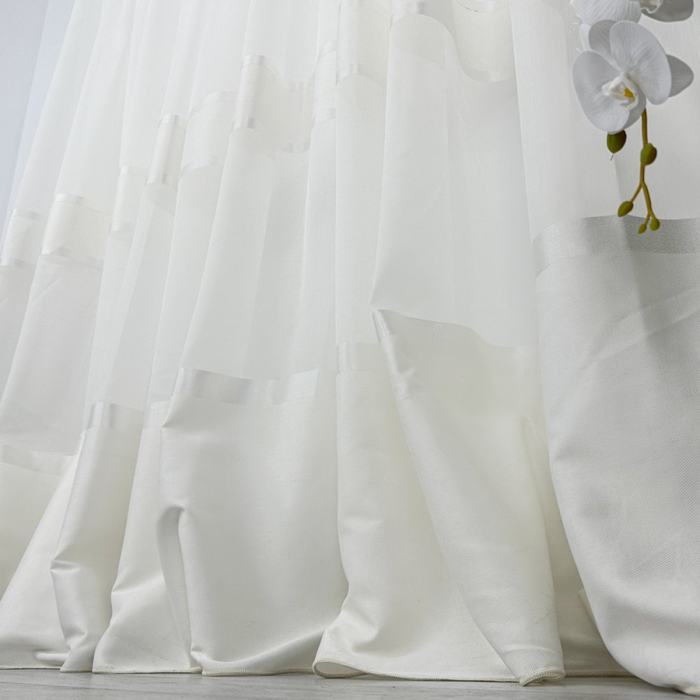 Perdea Diamond din Matase cu Banda Satinata - 500cm x 232 m, rejansa pt. bara ,Ivoire