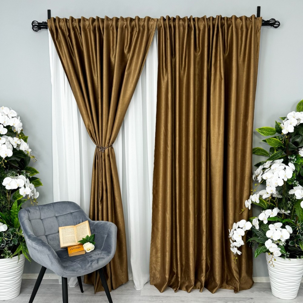 Set 2 DraperiI Soft Touch  - 200cm x 232cm, Rejansa pt. bara , Maro Bronz