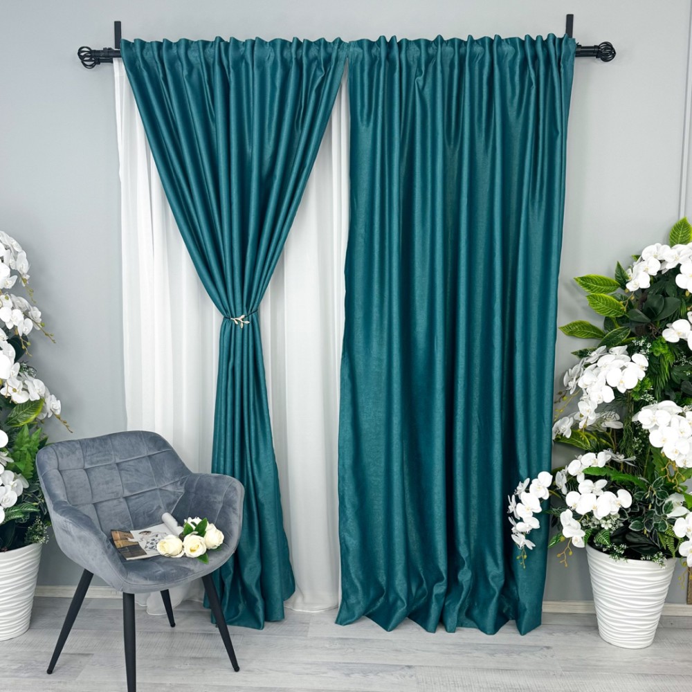 Set 2 Draperii Soft Touch  - 200cm x 232cm , Rejansa pt. bara ,  Turquoise