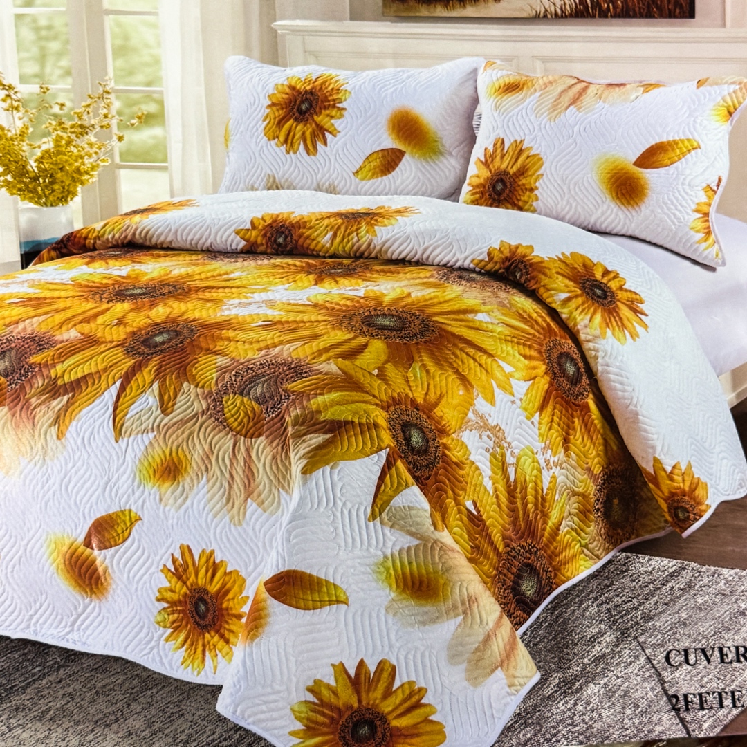 Cuvertura Pat Dublu, 3 Piese, Bumbac 100% Imprimat – Calitate Premium, cu Imprimeu Durabil, cod CSA-CV22