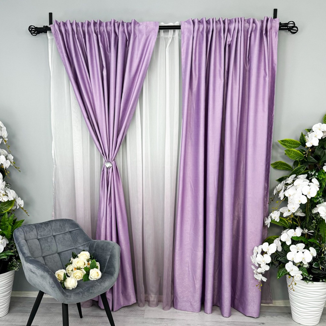 Draperie Soft Touch, cu Aspect Fin si Tenta Satinata, 140cm latime x 260cm inaltime, cu TIV LAT, Lila