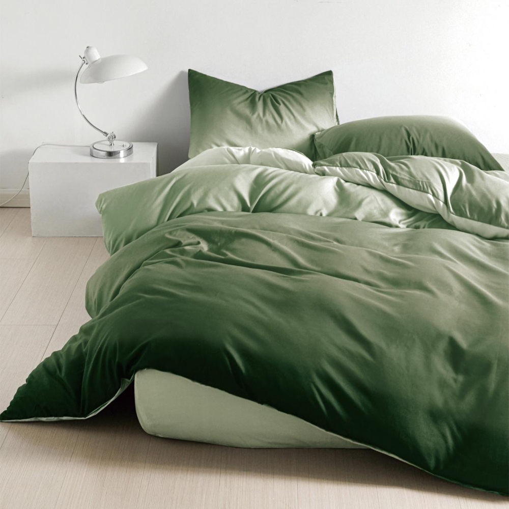 Lenjerie pat 1 PERSOANA, FINET, 4 piese, Verde, degrade