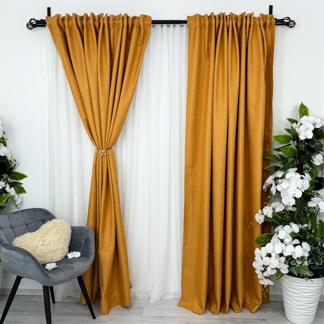 Draperie HoReCa TEXTURATA tip IN, 140cm latime x 260cm inaltime, cu TIV LAT, Mustar